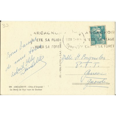 CPA: ARCACHON, Le Bord de Mer vers le Casino, Années 1950