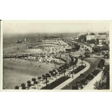CPA: ARCACHON, Promenade et Plage vues du Grand-Hotel, Années 1940