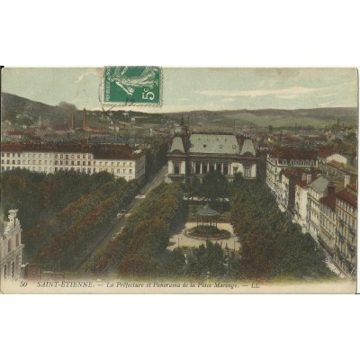 CPA: SAINT- ETIENNE, La Préfecture et Panorama de la Place Marengo, années 1900