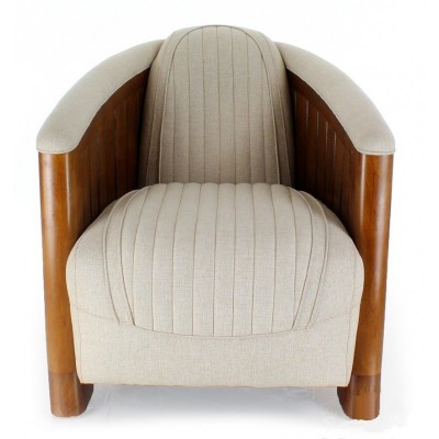 FAUTEUIL CLUB ART-DECO ESPRIT CROISIERE Tissu Beige