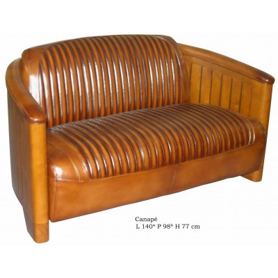 FAUTEUIL CLUB ART-DECO ESPRIT CROISIERE Cuir brun