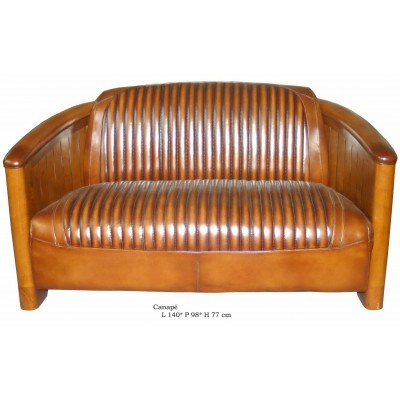 FAUTEUIL CLUB ART-DECO ESPRIT CROISIERE Cuir brun