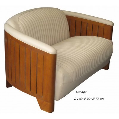 FAUTEUIL CLUB ART-DECO ESPRIT CROISIERE Cuir Ivoire