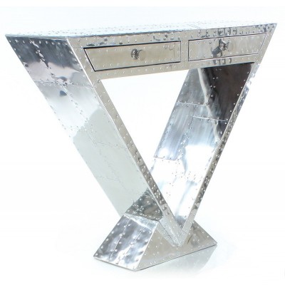 CONSOLE ART-DECO TRIANGULAIRE CARLINGUE ALUMINIUM.