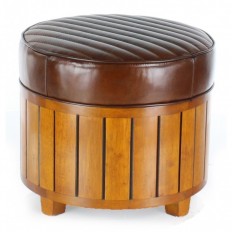 POUF CLUB ART-DECO Cuir brun