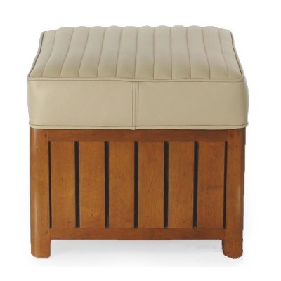 POUF CLUB ART-DECO CARRE Cuir Ivoire