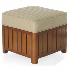 POUF CLUB ART-DECO CARRE Cuir Ivoire