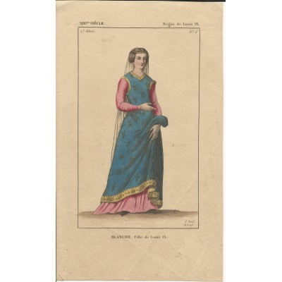 ENGRAVING XIX th. FASHION of XIII th. (K)