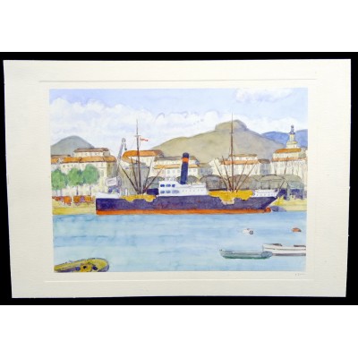 Edmondo BACCI (1913-1989) PORT D'ITALIE. AQUARELLE. ITALIA.