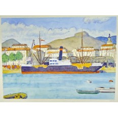 Edmondo BACCI (1913-1989) PORT D'ITALIE. AQUARELLE. ITALIA.