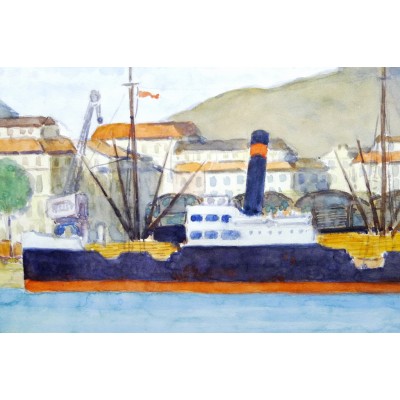 Edmondo BACCI (1913-1989) PORT D'ITALIE. AQUARELLE. ITALIA.