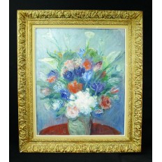 BOUQUET DE FLEURS, HUILE / TOILE XIXe s.