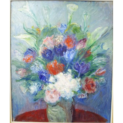 BOUQUET DE FLEURS, HUILE / TOILE XIXe s.