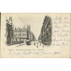 CPA - ROUEN, Perspective de la rue Jeanne-d'arc - vers 1900