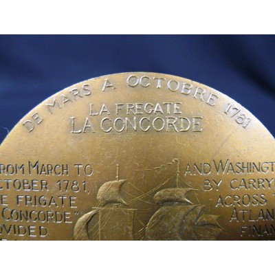 MEDAILLE BRONZE,Peggy GOLDSTEIN Grav. FREGATE LA CONCORDE. BICENTENAIRE U.S.A.