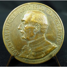 MEDAILLE BRONZE, J.BAFFIER sc. Général MERCIER, AFFAIRE DREYFUS, 1906.