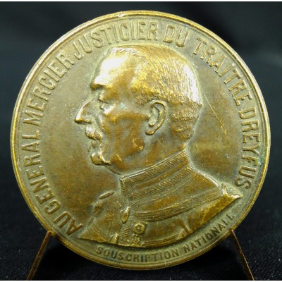 MEDAILLE BRONZE, J.BAFFIER sc. Général MERCIER, AFFAIRE DREYFUS, 1906.