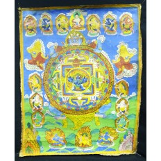 TANGKA MANDALA, TIBET, XIXe s. GOUACHE / TOILE.