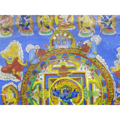 TANGKA MANDALA, TIBET, XIXe s. GOUACHE / TOILE.