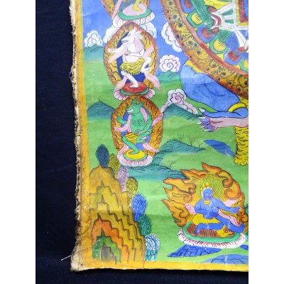 TANGKA MANDALA, TIBET, XIXe s. GOUACHE / TOILE.