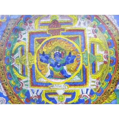 TANGKA MANDALA, TIBET, XIXe s. GOUACHE / TOILE.