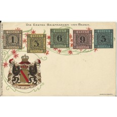 CPA: SUISSE, Die Ersten Briefmarken von BADEN, années 1900