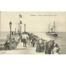 CPA: DIEPPE, La Jetée, Entrée du Steamer France, années 1900.