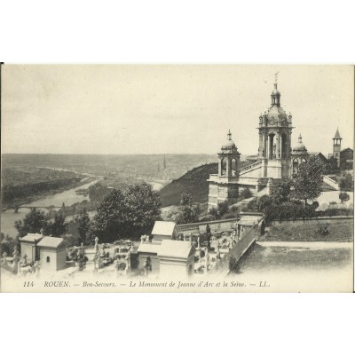 CPA: ROUEN, Le Monument de Jeanne d'Arc et la Seine, vers 1900.