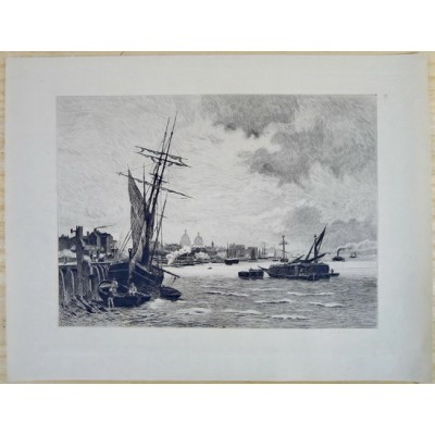 Léon GAUCHEREL (1816-1886),GRAVURE, La Tamise à Greenwich