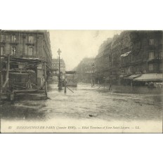 CPA: PARIS, Inondations 1910, Hotel Terminus & Gare St-Lazare