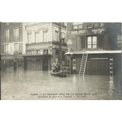 CPA: PARIS, Crue 1910, Quai de la Tournelle.