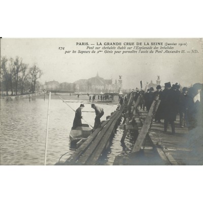 CPA: PARIS, Crue 1910, Esplanade des Invalides.