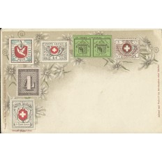 CPA: SUISSE, Die Briefmarken der Schweiz, années 1900