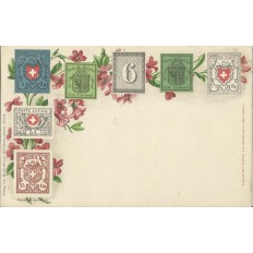 CPA: SUISSE, Die Briefmarken der Schweiz, vers 1900