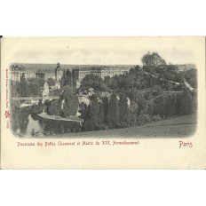 CPA: PARIS, Les Buttes Chaumont et Mairie du XIXe arr., vers 1900