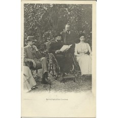 CPA: La Famille HUMBERT / DAURIGNAC, Lecture d'un Contrat, vers 1900.