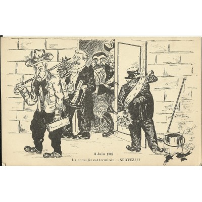 CPA: Illustration Satirique Fin du Gouvernement Waldeck-Rousseau, 3 juin 1903.