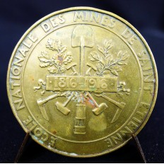 MEDAILLE CUIVRE, A.PENIN sc.100 ANS ECOLE NATIONALE DES MINES de ST-ETIENNE, 1916