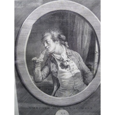 Augustin DE SAINT-AUBIN (1736-1807). PENDANT DE GRAVURES, " AU MOINS SOYEZ DISCRET..."