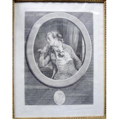 Augustin DE SAINT-AUBIN (1736-1807). PENDANT DE GRAVURES, " AU MOINS SOYEZ DISCRET..."