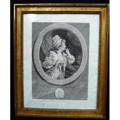 Augustin DE SAINT-AUBIN (1736-1807). PENDANT DE GRAVURES, " AU MOINS SOYEZ DISCRET..."