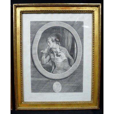 Augustin DE SAINT-AUBIN (1736-1807). PENDANT DE GRAVURES, " AU MOINS SOYEZ DISCRET..."