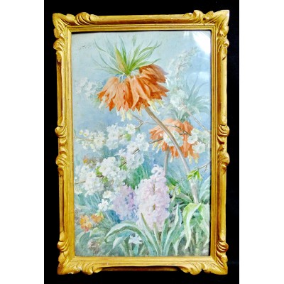 Gabriel PERRIN (XIXe s.), FLEURS, AQUARELLE. FLOWERS,WATERCOLOR