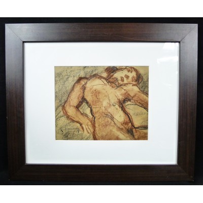  Pierre COMBET-DESCOMBES (1885-1966), NUDE LANGUID WOMAN , Charcoal.