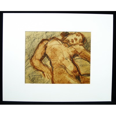  Pierre COMBET-DESCOMBES (1885-1966), NUDE LANGUID WOMAN , Charcoal.