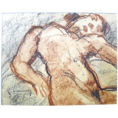  Pierre COMBET-DESCOMBES (1885-1966), NUDE LANGUID WOMAN , Charcoal.