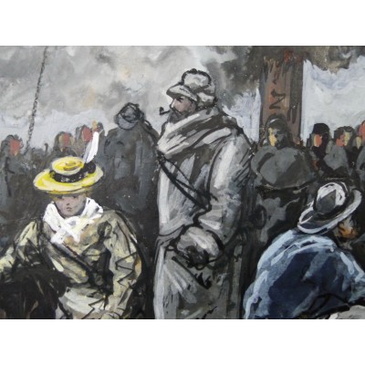 T.BIANCO, Les Voyageurs sur le pont (Marine), GOUACHE / ENCRE, vers 1900