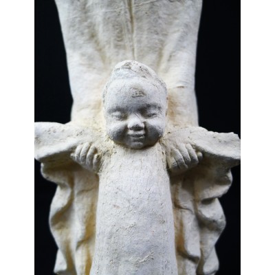 VIERGE A L'ENFANT, SCULPTURE vers 1910-1920, VIRGIN & CHILD. SIGNEE.