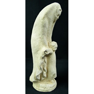 VIERGE A L'ENFANT, SCULPTURE vers 1910-1920, VIRGIN & CHILD. SIGNEE.