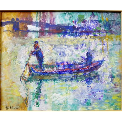  Arthur FILLON (1900-1974), The BOAT on the SEINE at PARIS, OIL / CANVAS.